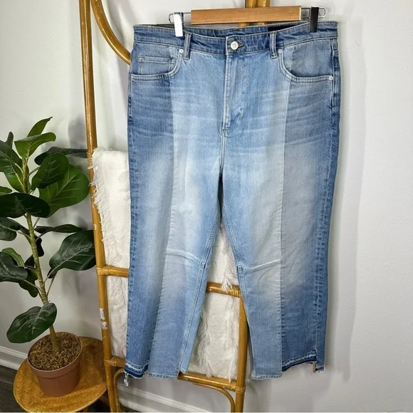 AllSaints Kim Two Toned Asymmetrical Hem Jeans sz 32 - Picture 5 of 9